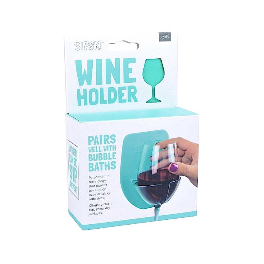 Sipskt Suction Cup free Bathtub Wine Glass Holder Silicone Seafoam Green